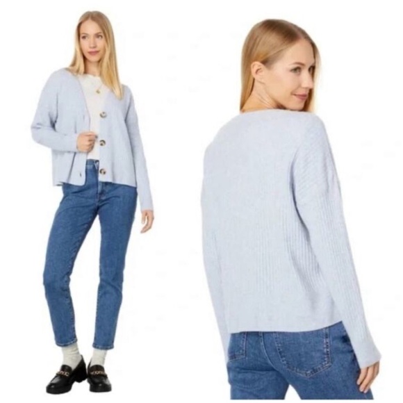 Madewell Cameron Ribbed Blue Wool Blend Soft Cardigan Sweater Size XS - Picture 1 of 6